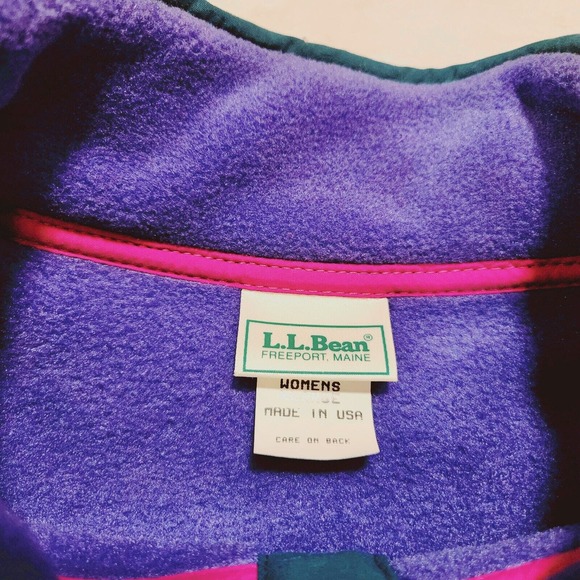 VTG 90s LL Bean Womens XL 1/4 Snap-T Super Soft Fleece Jacket Script USA Made - Picture 4 of 11